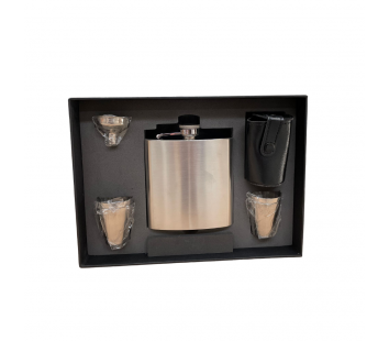 Set Plosca cu 4 pahare (argintiu satinat)